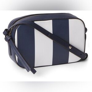 Gap women’s blue and white striped crossbody purse with adjustable strap